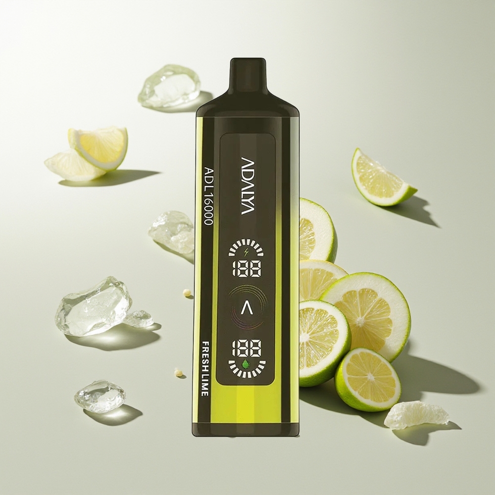Adalya ADL 16000 PRO Züge Wegwerf-Vape Frische Limette Stahlrohr USB-C Digitalbildschirm Mesh-Coil