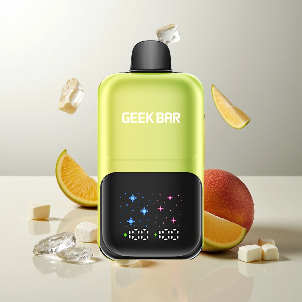 GEEK BAR 2GO 50000 Züge Mexiko-Mango-Eis Interaktiver Großbildschirm 3-stufig einstellbare Aromen/Kühle Doppeltank 20mL 5% Nikotinsalz wiederaufladbar
