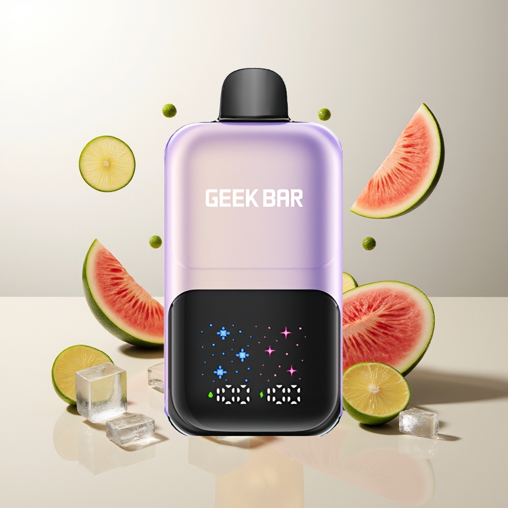 GEEK BAR 2GO 50000 Züge Pfirsich Mango Wassermelone Eis Interaktiver Bildschirm Duale Tanks 20mL 5% Nikotin