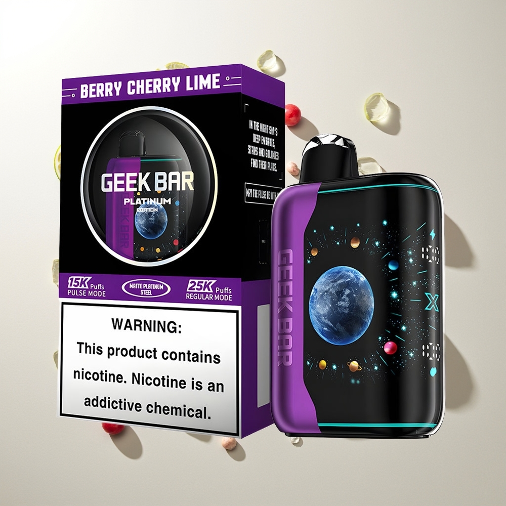 GEEK BAR Platinum Edition 25000 Beere Kirsche Limette mit Dual Mesh Coil und 3D-Curved Screen