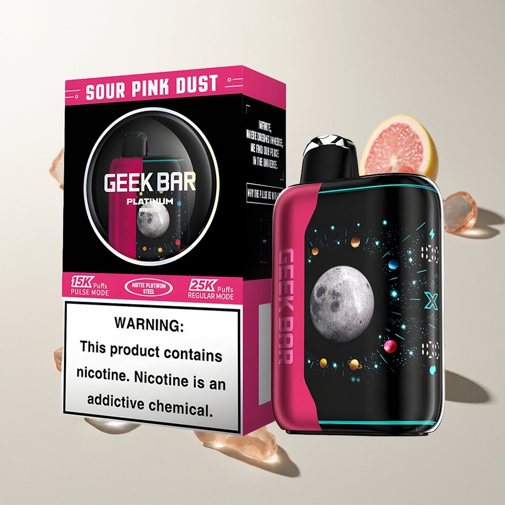 GEEK BAR Platinum Edition 25000 Puffs Sauer Rosa Staub Dual Mesh Coil 20mL 2% Nikotin USB-Type C