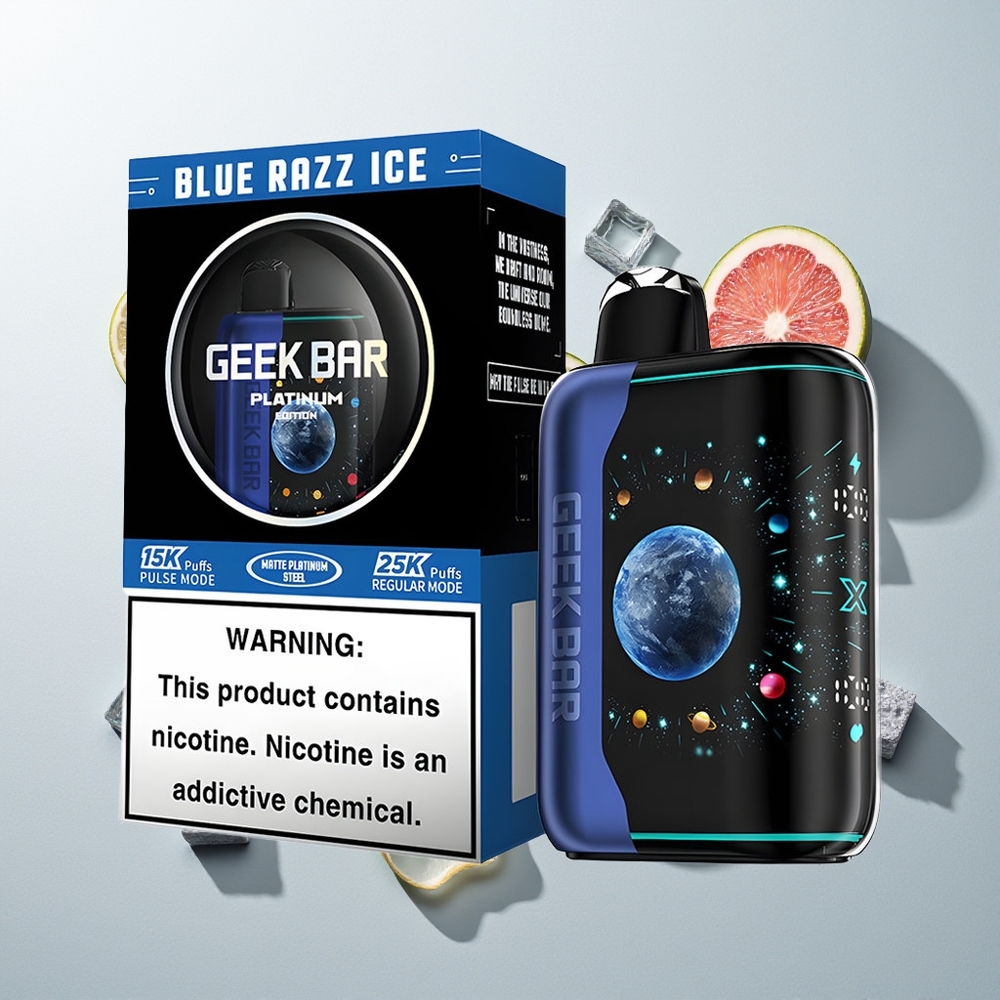 GEEK BAR Platinum Edition 25000 Züge Blaue Himbeere Eis 20mL 2% Nikotin Dual Mesh Coil USB-Type C Lade