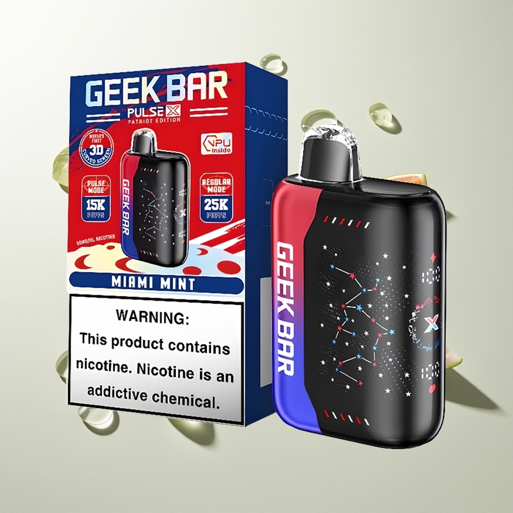 GEEK BAR Pulse X 25000 Züge Patriot Edition Dual Mesh Coil 18mL E-Liquid 3D Kurvenbildschirm