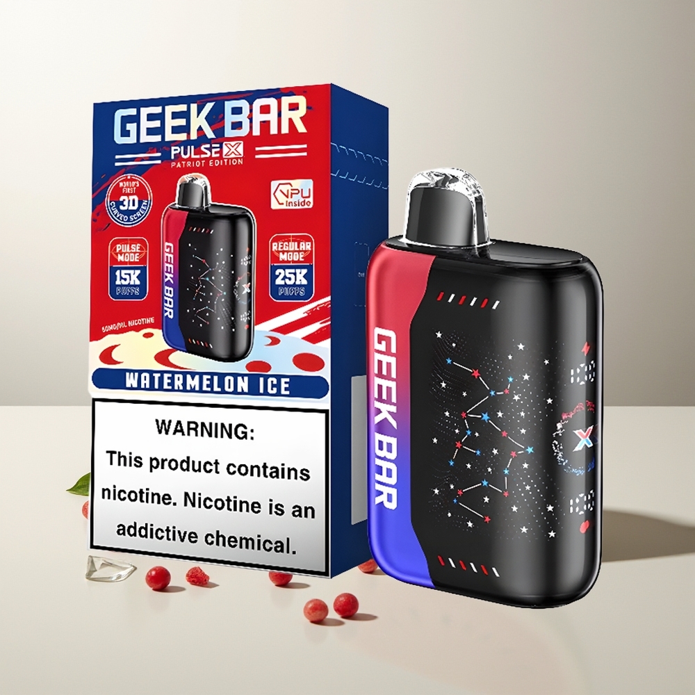 GEEK BAR Pulse X 25000 Züge Patriot Edition Dual Mesh Coil 18mL E-Liquid 3D Kurvenbildschirm