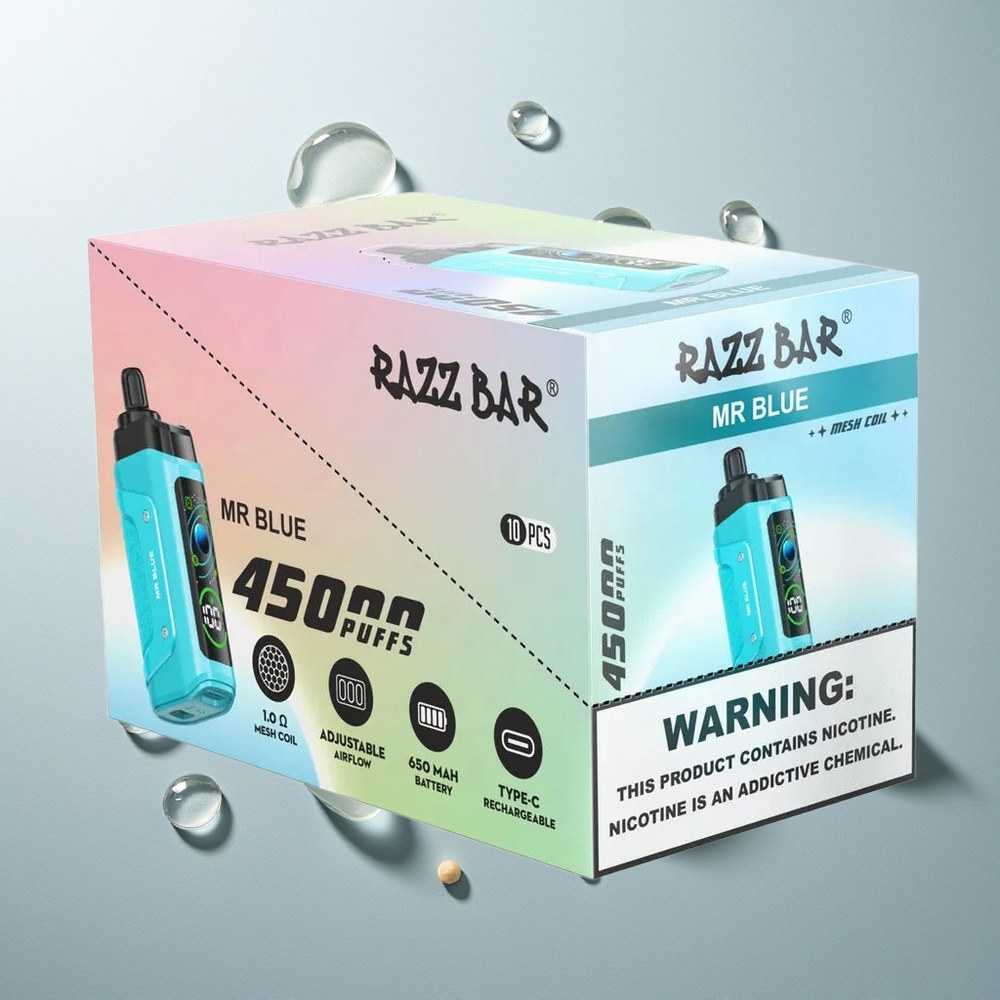 Razz Bar 45000 Züge 1,0 Ohm Mesh Typ-C Wiederaufladbar Herr Blau