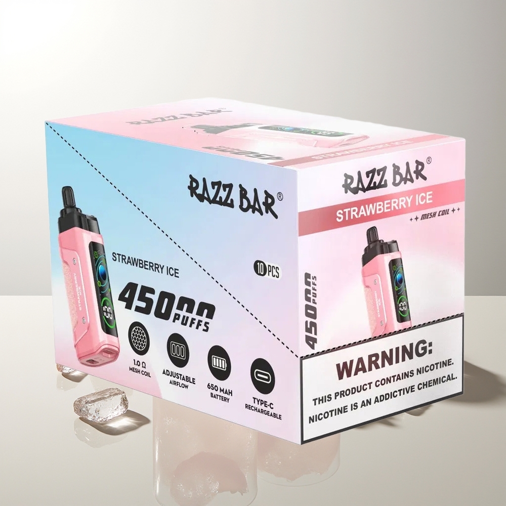 Razz Bar 45000 Züge Erdbeereis Einstellbarer Luftstrom Typ-C Mesh Coil