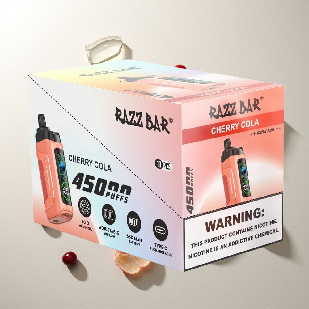 Razz Bar 45000 Züge Kirsch-Cola Einstellbarer Luftstrom Mesh Coil Typ-C