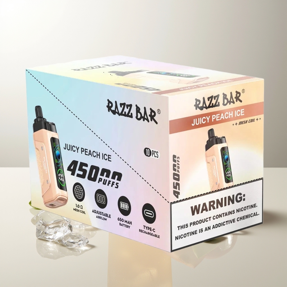 Razz Bar 45000 Züge Saftiger Pfirsich Eis Verstellbarer Luftstrom Mesh Coil Typ-C