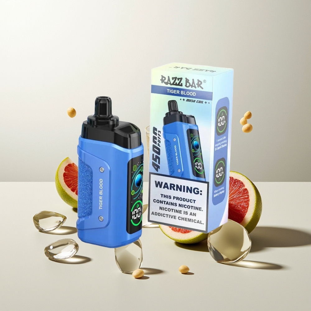 Razz Bar 45000 Züge Tigerblut 1.0 Ohm Mesh Coil Typ-C Aufladbar 20 mg/ml Nikotin