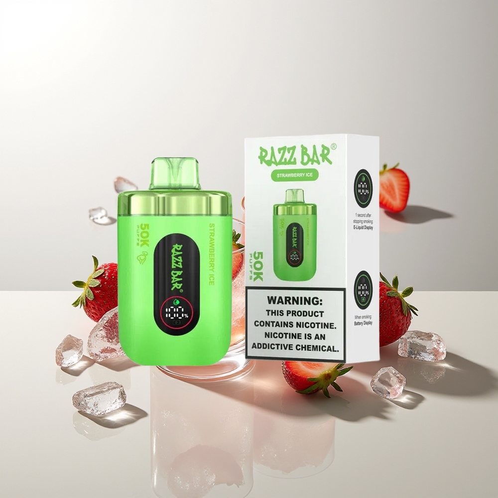 Razz Bar 50K Puffs Erdbeereis 1.0 Ohm Mesh 650 mAh Typ-C 2% Nikotin