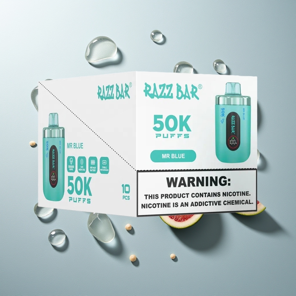 Razz Bar 50K Puffs Herr Blau 1.0 Ohm Mesh 650mAh Typ-C 2% Nikotin