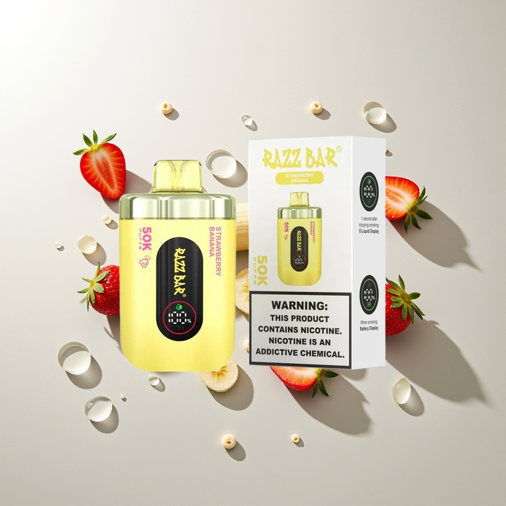 Razz Bar 50K Züge Erdbeer Banane Typ-C 1.0 Ohm Mesh 650mAh 2% Nikotin