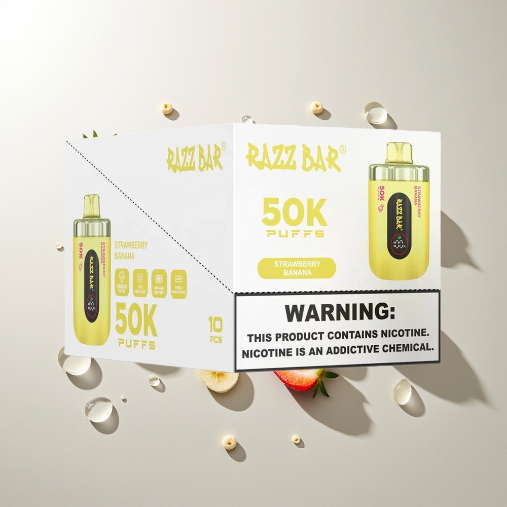 Razz Bar 50K Züge Erdbeer Banane Typ-C 1.0 Ohm Mesh 650mAh 2% Nikotin