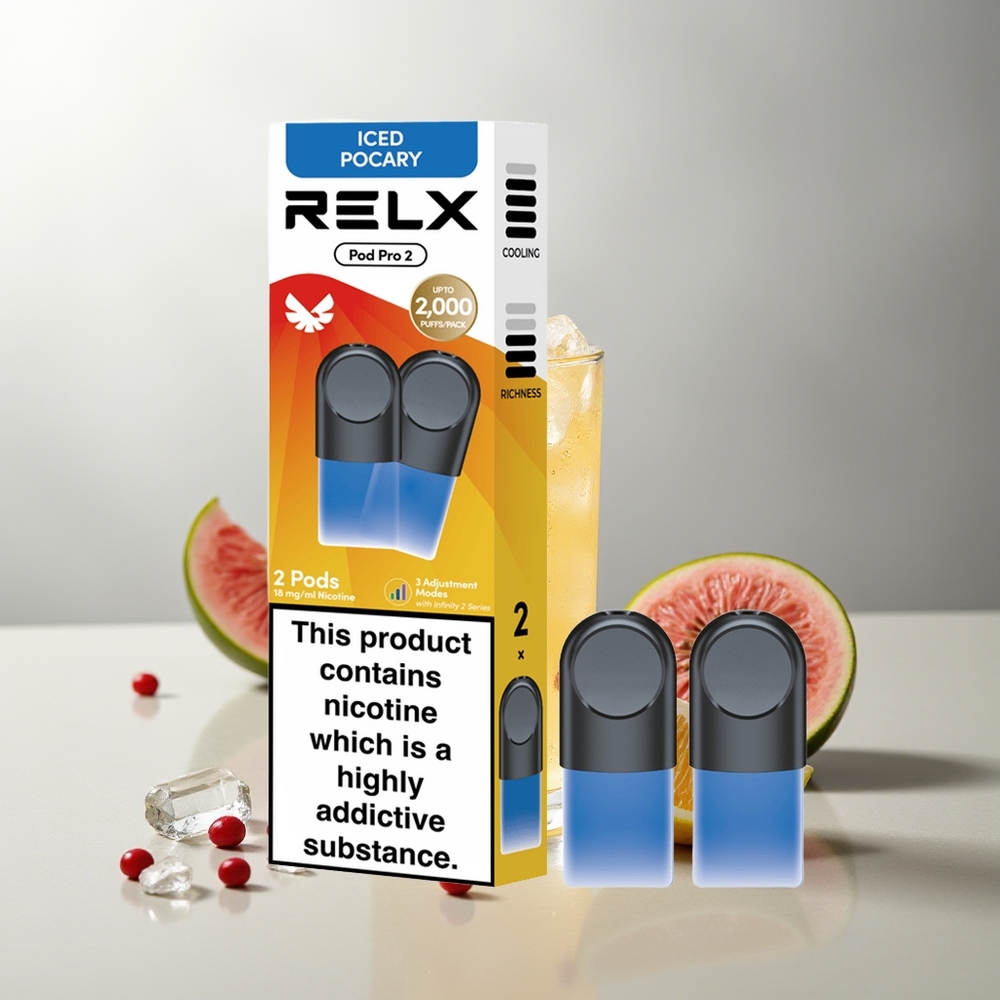 RELX Pod Pro 2 600 Züge 1.9ml Getränk-Eis Pocary 3 Spannungseinstellungen 2/3 Pods/Pack