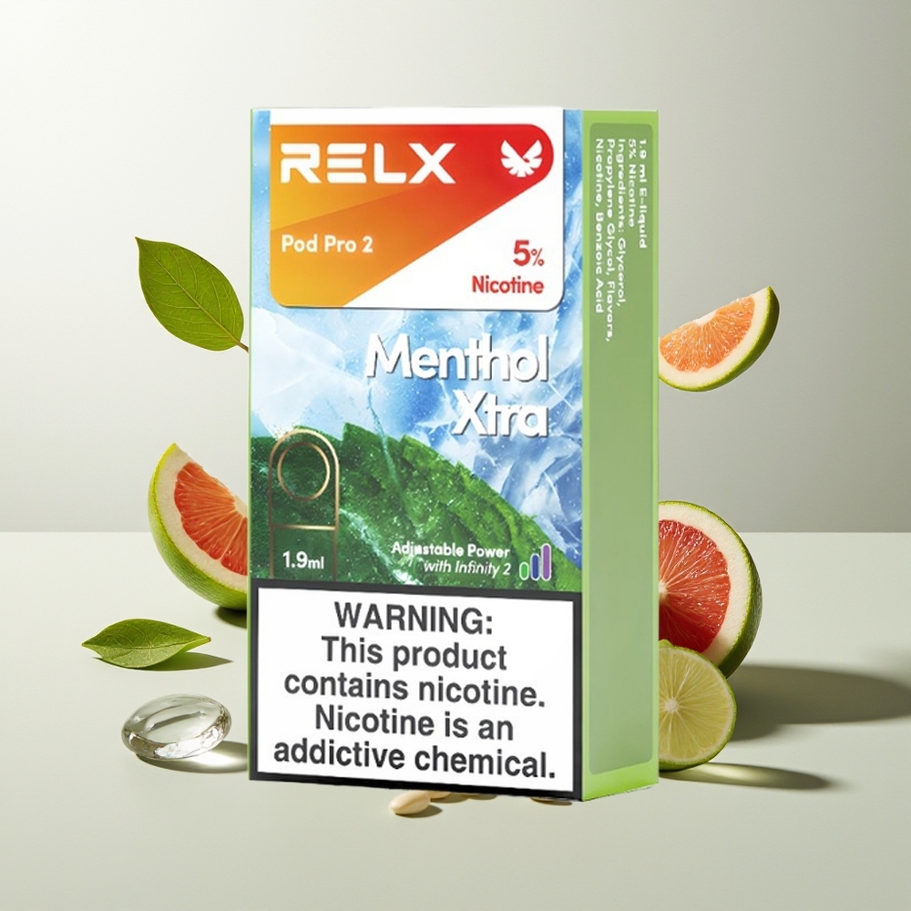 RELX Pod Pro 2 600 Züge 1.9ml Menthol Xtra 3-Stufen-Spannung (Eco 5.5W, Smooth 6.5W, Boost 8W) 2/3 Pods/Pack