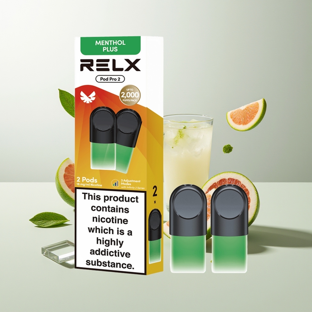 RELX Pod Pro 2 600 Züge 1.9ml Minze-Menthol Plus 3-Stufen Spannung Eco-Smooth-Boost