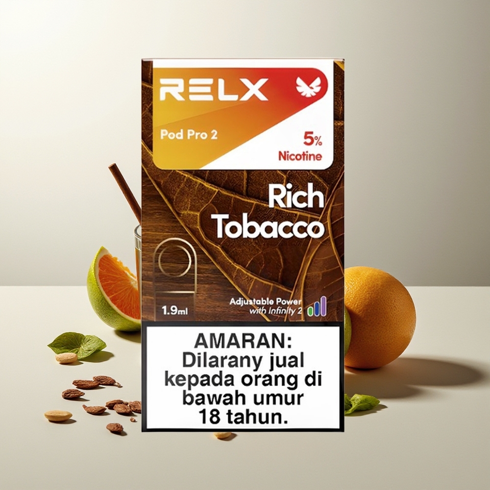 RELX Pod Pro 2 600 Züge 1.9ml Reicher Tabak 3-Stufen Spannung