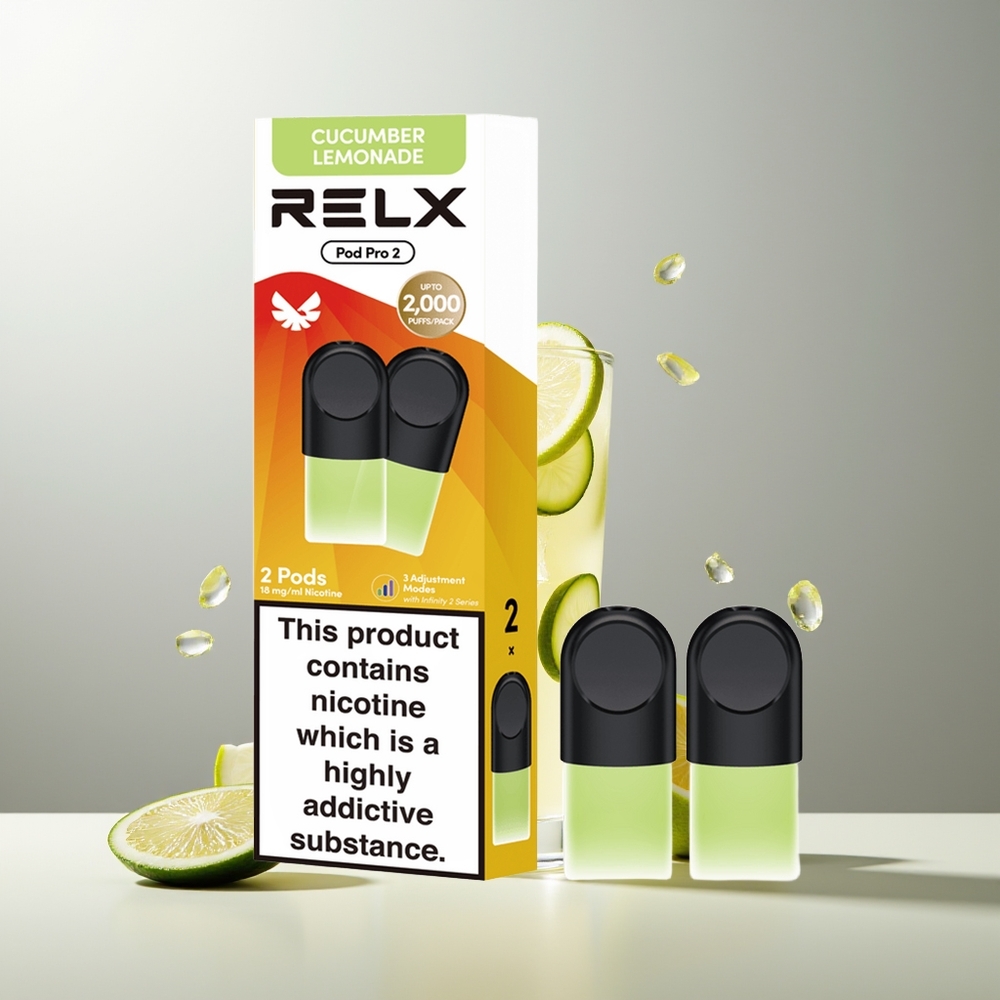 RELX Pod Pro 2 600 Züge Getränke-Gurkenlimonade 1.9ml 3 Spannungsmodi Eco/Smooth/Boost