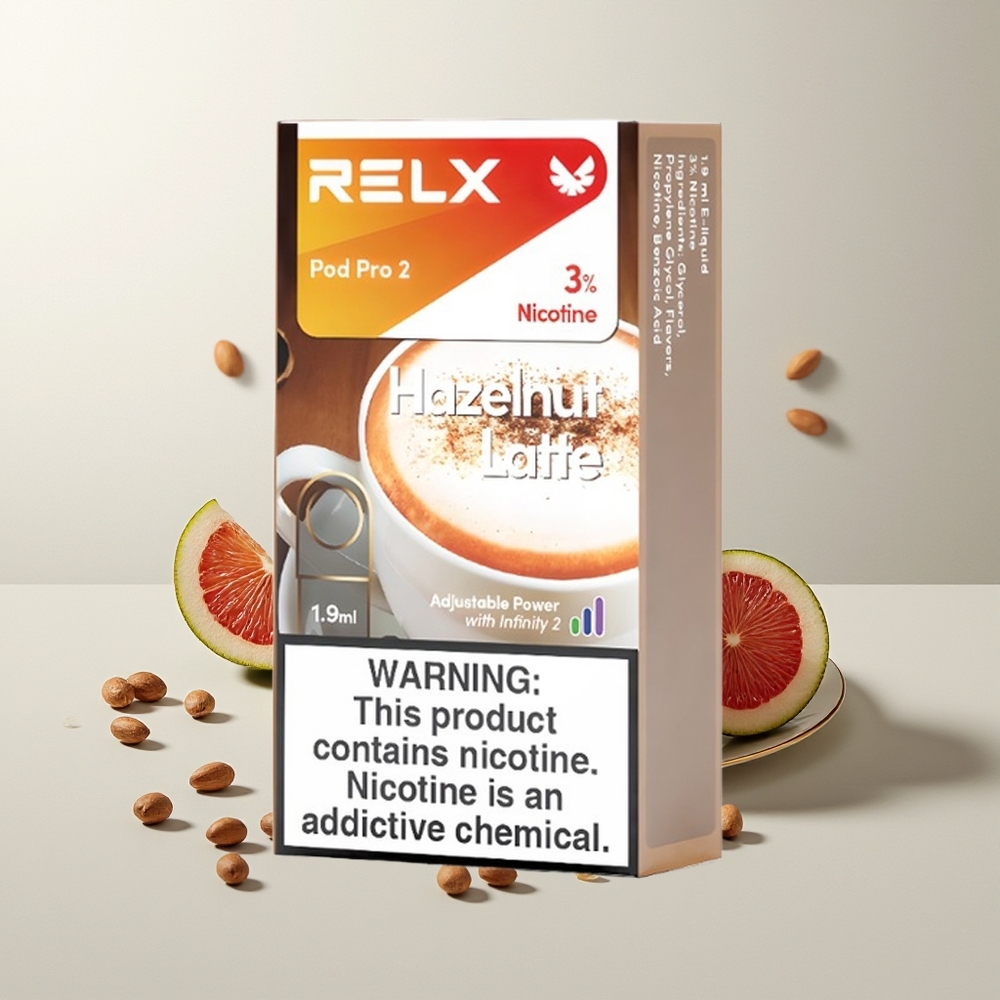 RELX Pod Pro 2 600 Züge Haselnuss Latte 1.9ml 3 Spannungsmodi (Eco/Smooth/Boost) 2er Pack