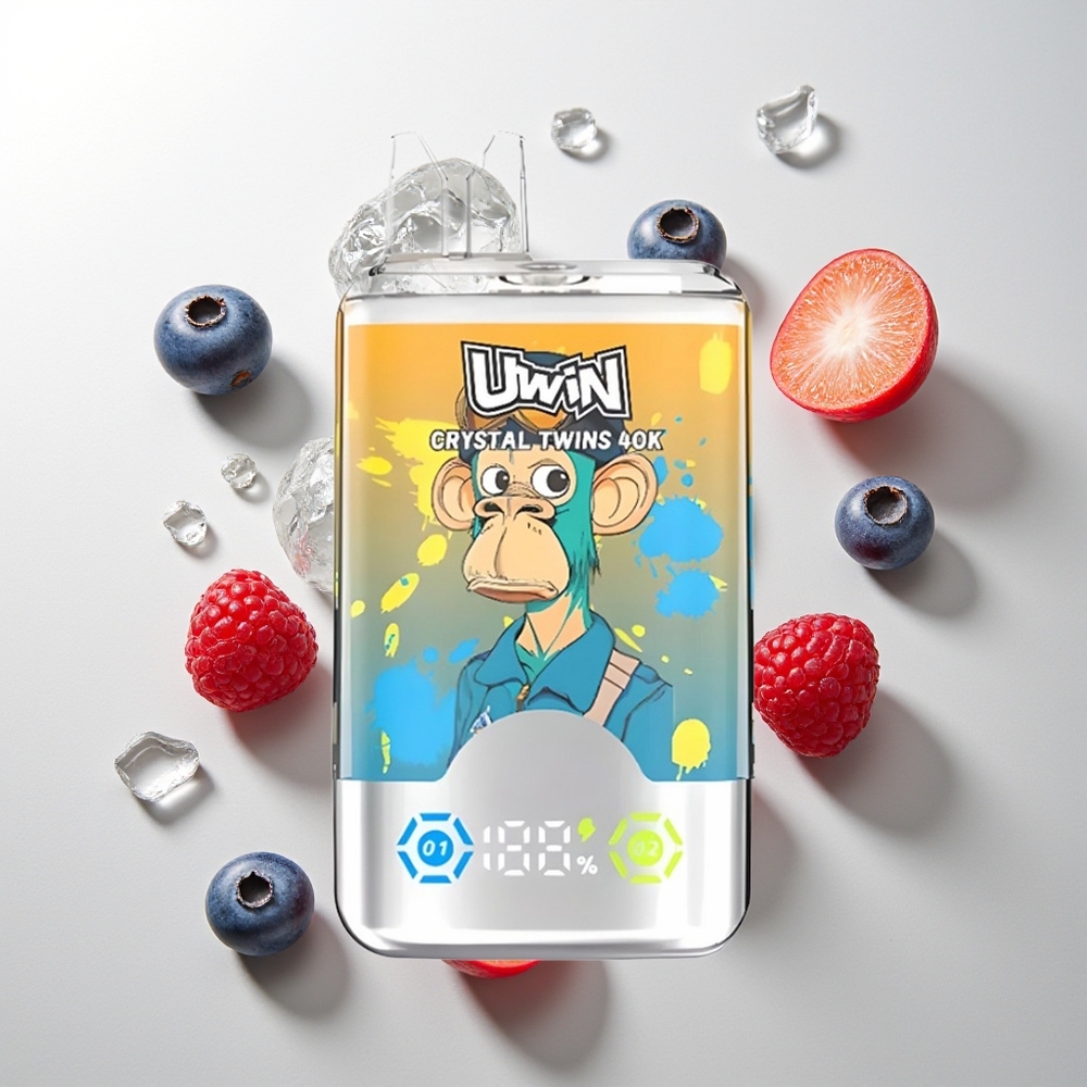 UWIN Crystal Twins 40000 Züge Blaubeere Himbeere Kirsche Eis Dual-Aroma 32ml 850mAh Typ-C