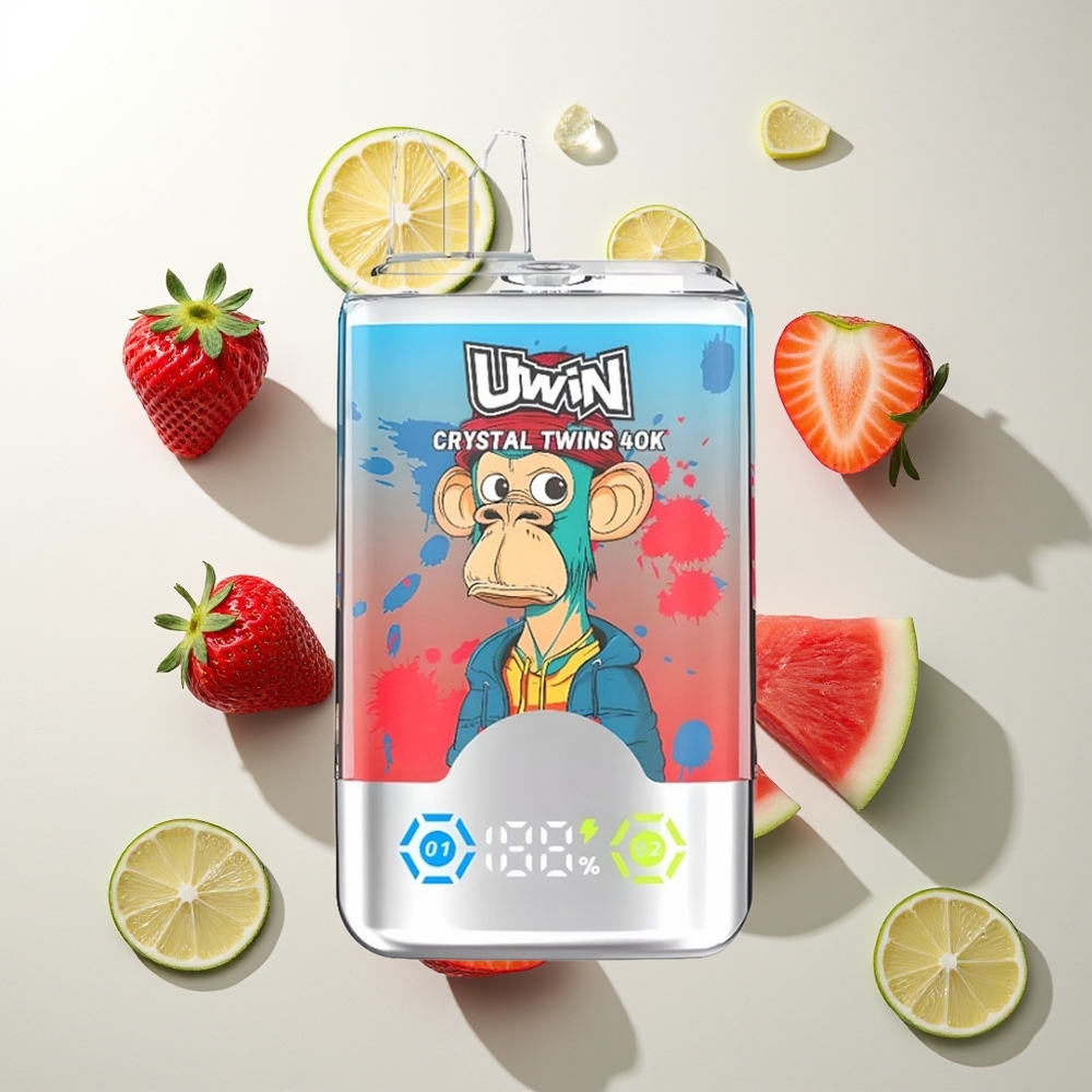 UWIN Crystal Twins 40000 Züge Erdbeer-Wassermelone-Zitronenlimette Mesh 0,6 Ohm Typ-C 850mAh 32ml