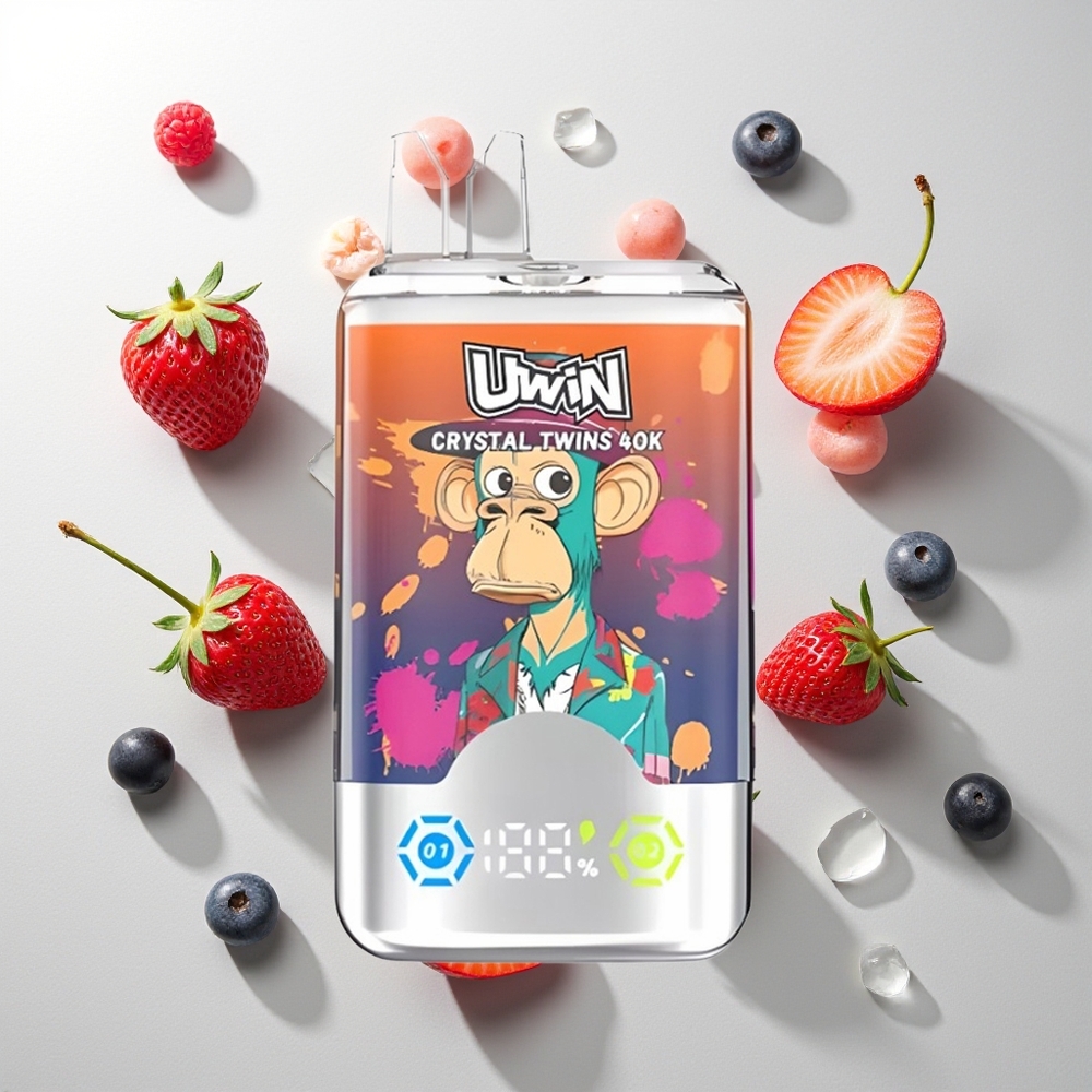 UWIN Crystal Twins 40000 Züge Erdbeere Himbeere Kirsche Herr Blau Mesh Coil 0.6 Ohm Typ-C 850mAh