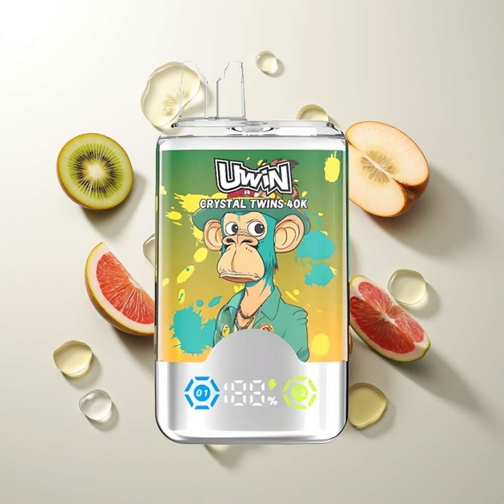 UWIN Crystal Twins 40000 Züge Kiwi Passionsfrucht Guava Zwei Äpfel Doppelgeschmack 32ml 850mAh Typ-C
