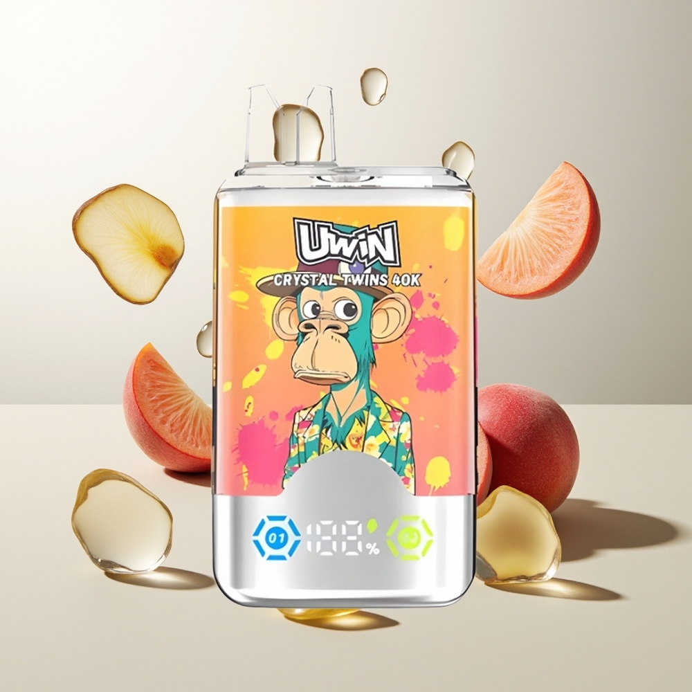 UWIN Crystal Twins 40000 Züge Pfirsich Mango Ananas Red Bull Doppelgeschmack 32ml 850mAh Typ-C Mesh 0,6 Ohm