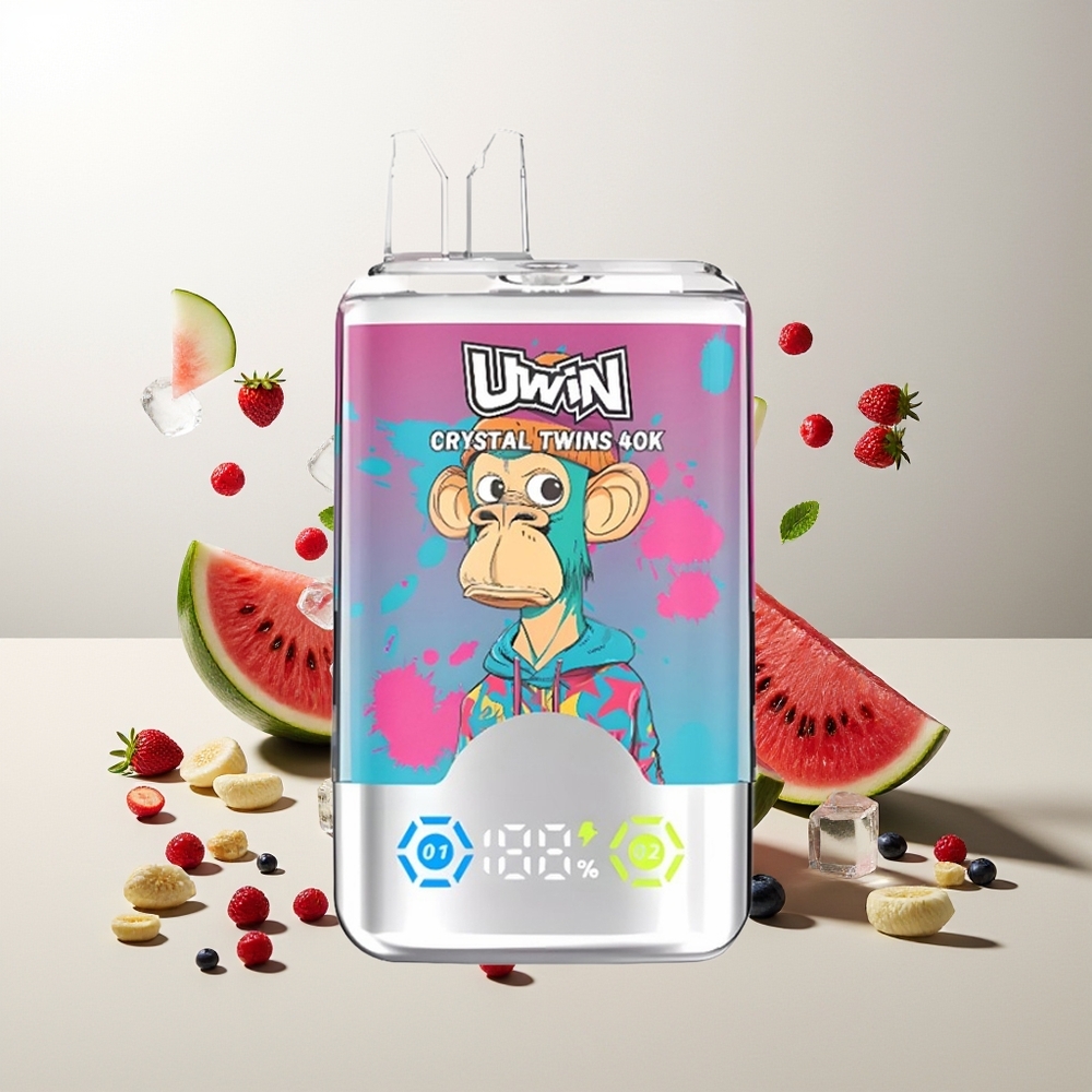 UWIN Crystal Twins 40000 Züge Wassermelone-Eis-Gemischte Beeren 32ml Mesh 0,6 Ohm 850mAh Typ-C