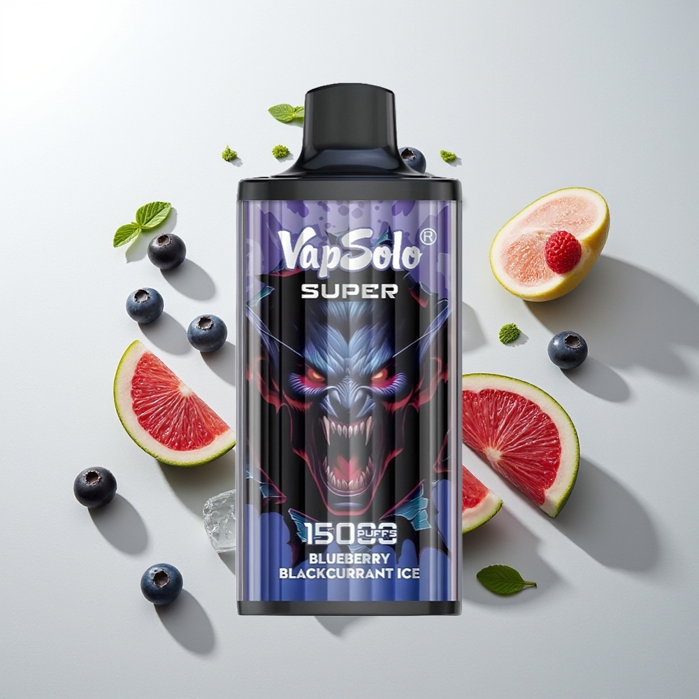 Vapsolo Super 15000 Züge Blaubeere Schwarze Johannisbeere Eis Typ-C 850mAh Mesh Coil 40ml