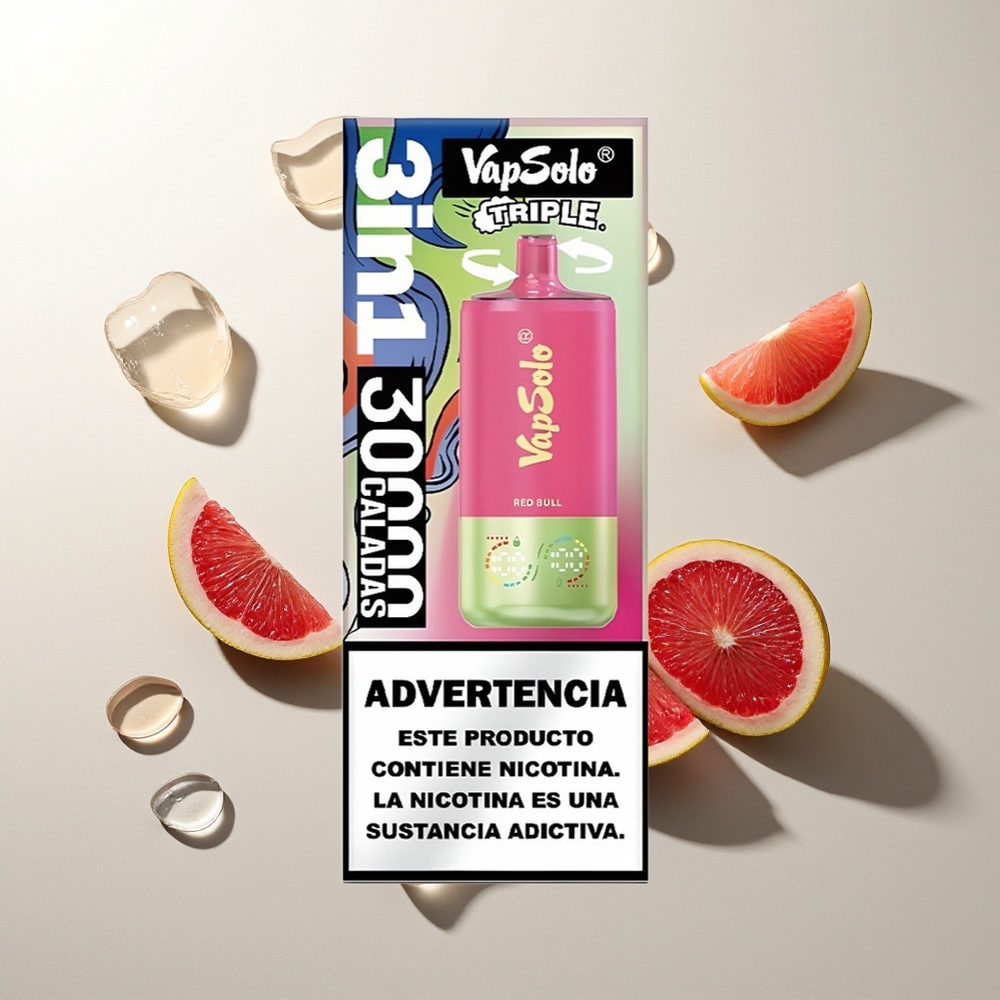 Vapsolo Triple 30000 Puffs 40ml 3-Tank Roter Stier Typ-C