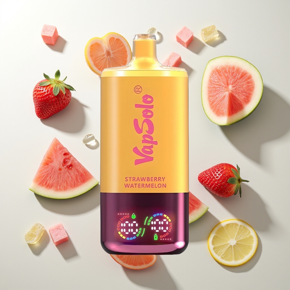 Vapsolo Triple 30000 Puffs Erdbeer-Wassermelone & Zitrone-Pfirsich 40ml 3-Tank Typ-C