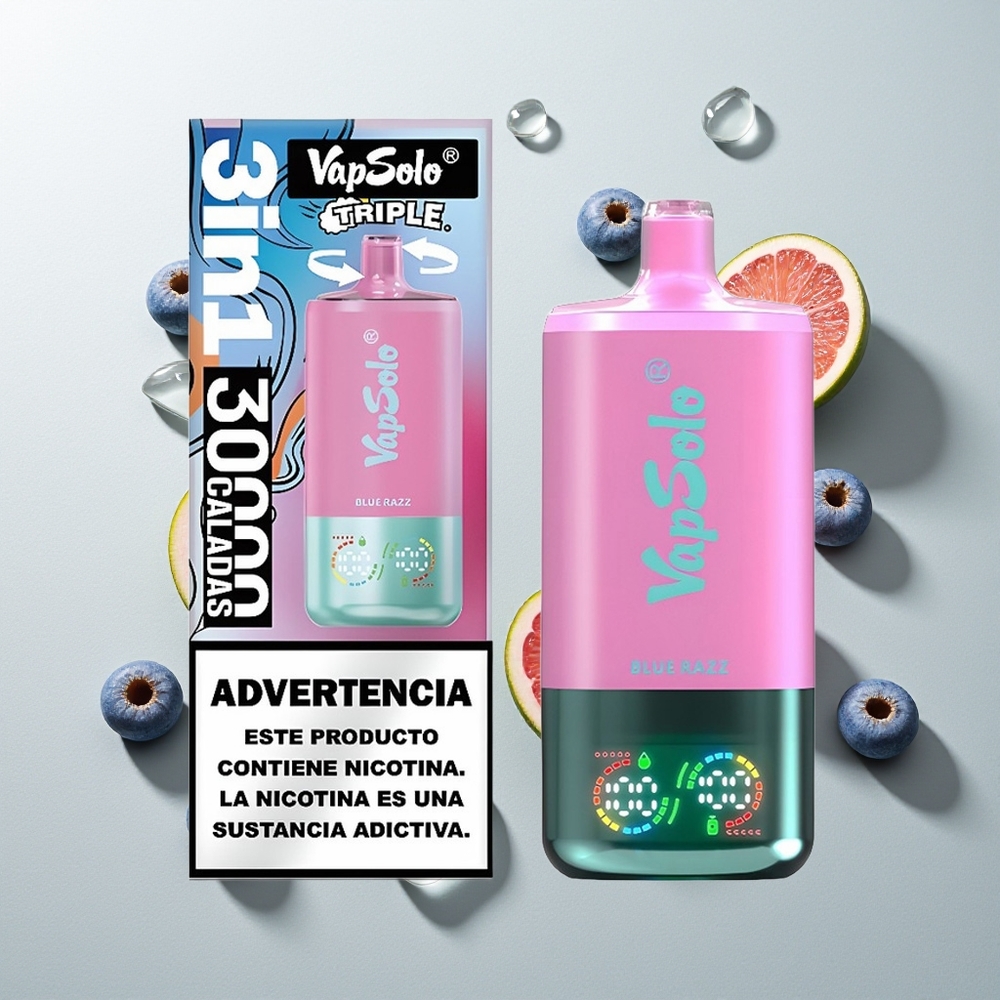 Vapsolo Triple 30000 Züge Blaue Himbeere 40ml 3-Tank Typ-C