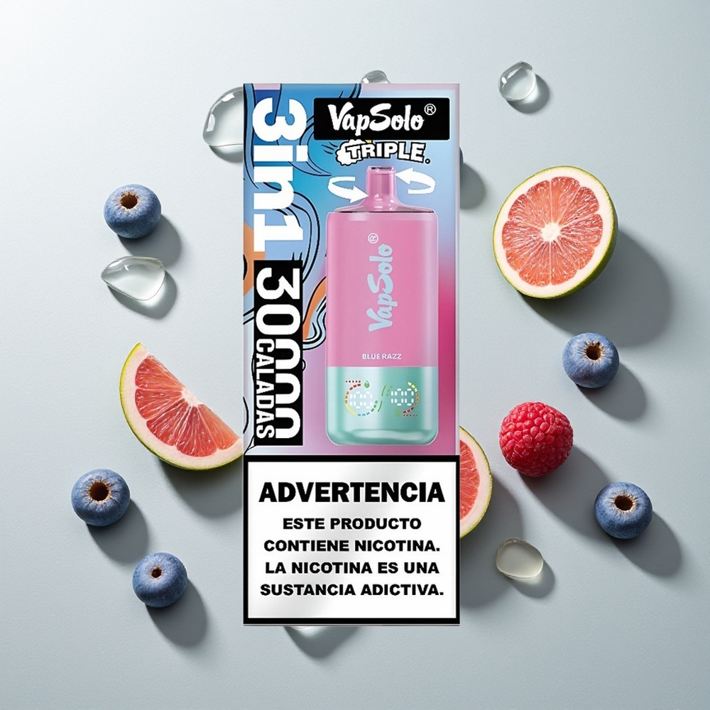 Vapsolo Triple 30000 Züge Blaue Himbeere 40ml 3-Tank Typ-C