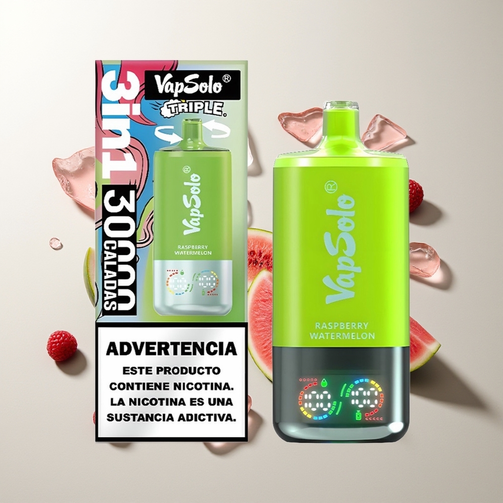 Vapsolo Triple 30000 Züge Himbeere Wassermelone Typ-C 40ml 20mg/50mg