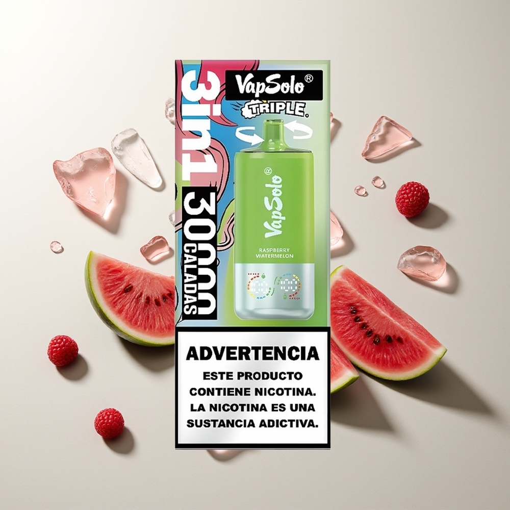 Vapsolo Triple 30000 Züge Himbeere Wassermelone Typ-C 40ml 20mg/50mg