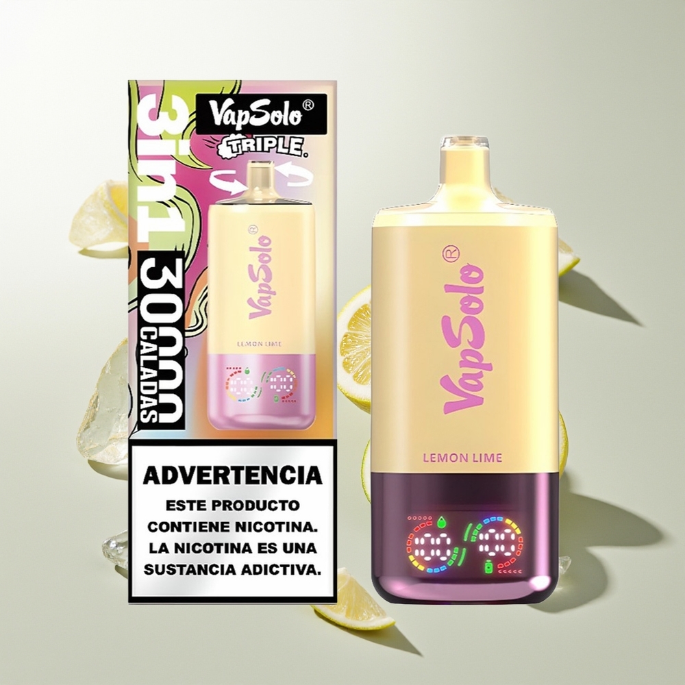 Vapsolo Triple 30000 Züge Zitrone Limette Typ-C 40ml 20/50 mg/ml 3-Tank