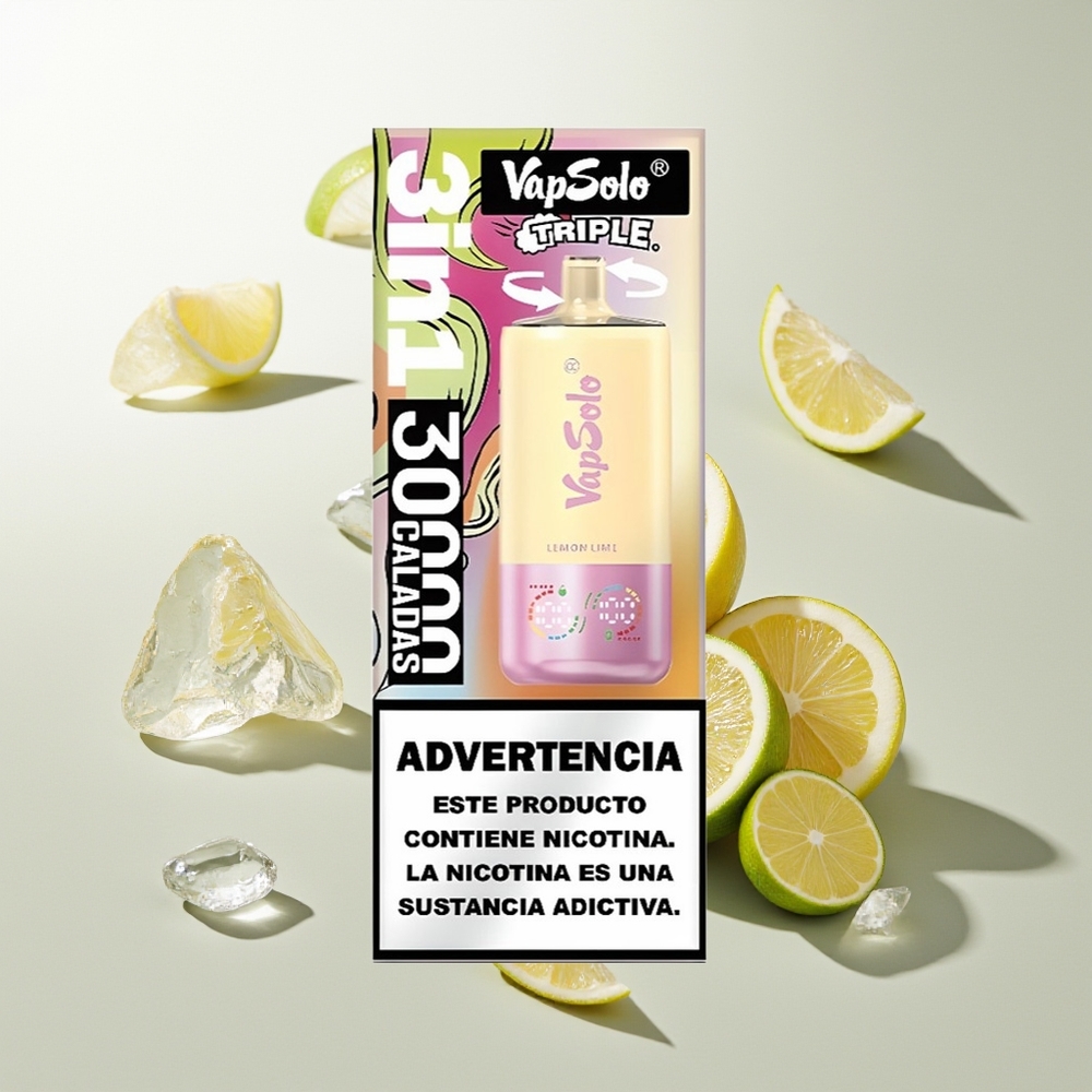 Vapsolo Triple 30000 Züge Zitrone Limette Typ-C 40ml 20/50 mg/ml 3-Tank