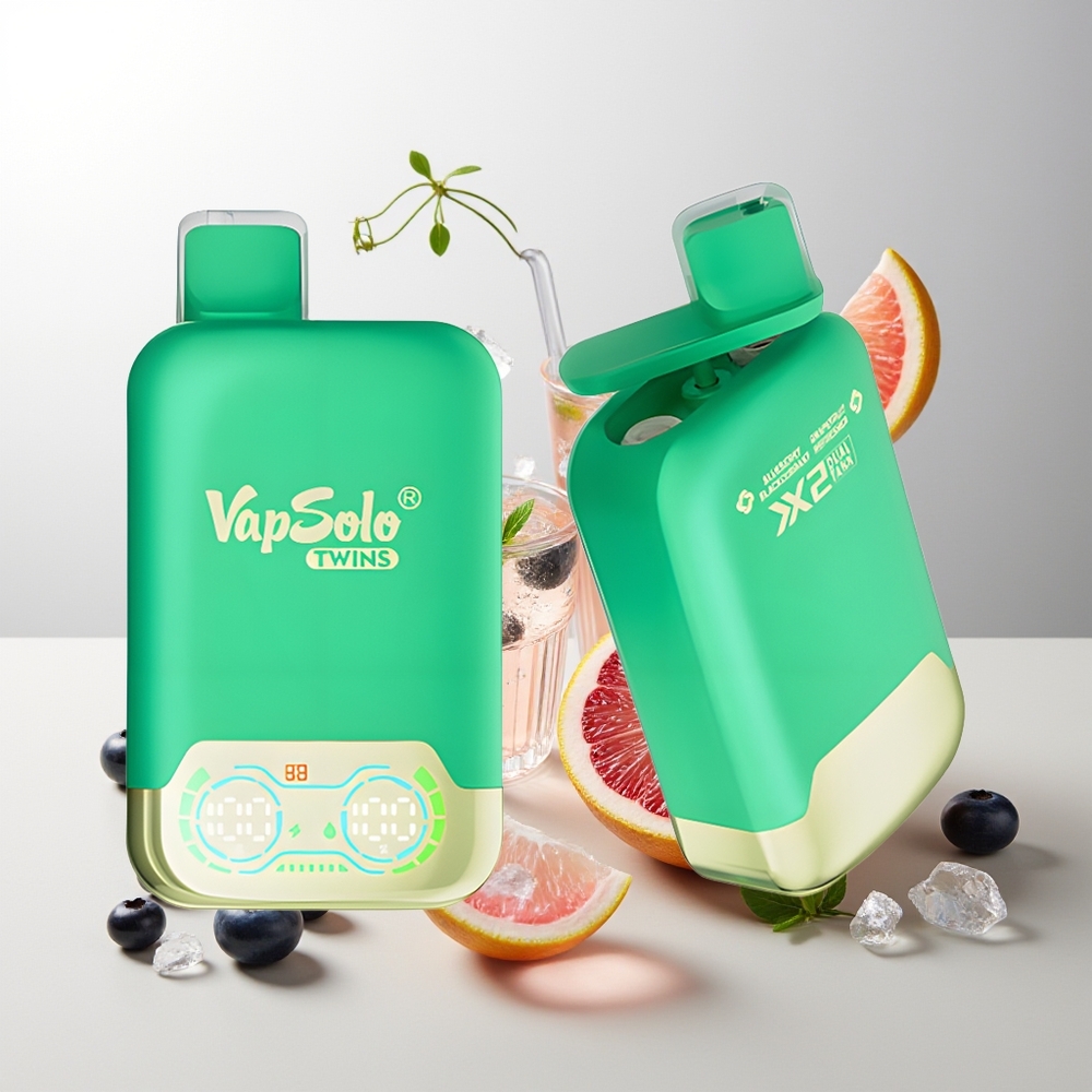 Vapsolo Twins 20000 Puffs 40ml 2-Tank Blaubeere Schwarze Johannisbeere & Grapefruit Erfrischer Typ-C