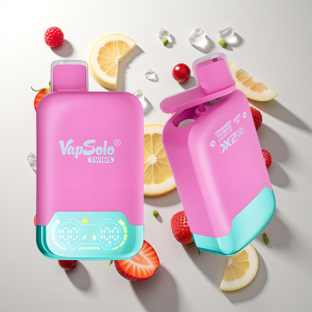 Vapsolo Twins 20000 Puffs Erdbeere Himbeere Kirsche Eis & Traube Eis Typ-C 40ml 20mg/ml 50mg/ml 2-Tank