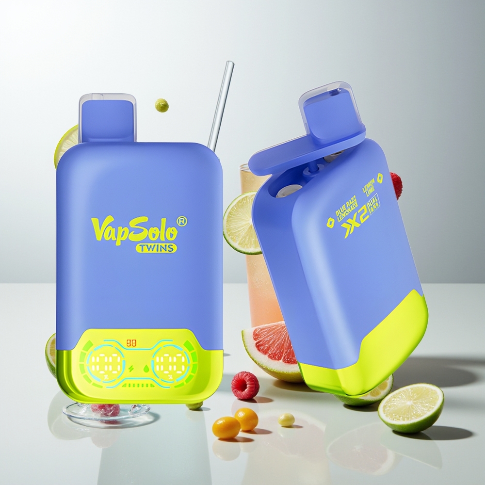 Vapsolo Twins 20000 Züge Blauer Himbeerlimonade & Zitronenlimette 40ml 20mg/50mg Typ-C Doppeltank