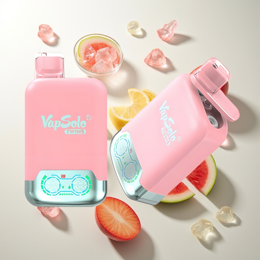 Vapsolo Twins 20000 Züge Erdbeereis & Mango Pfirsich Wassermelone 40ml 2-Tank Typ-C