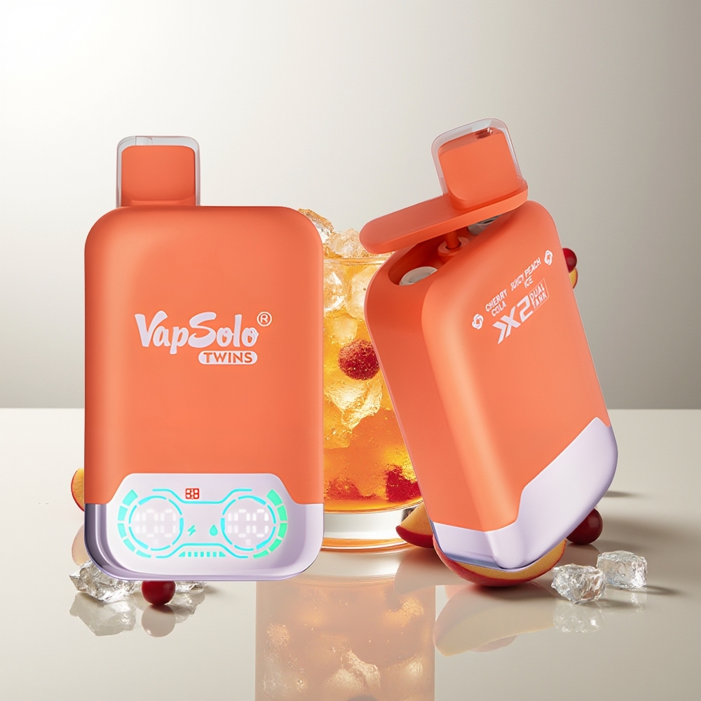 Vapsolo Twins 20000 Züge Kirsch Cola & Saftiger Pfirsich Eis 40ml 2 Tanks Typ-C
