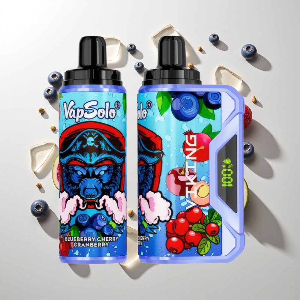 VapSolo VIKING 12000 Puffs Blaubeere Kirsche Cranberry Typ-C 22ml 20/50 mg/ml LED