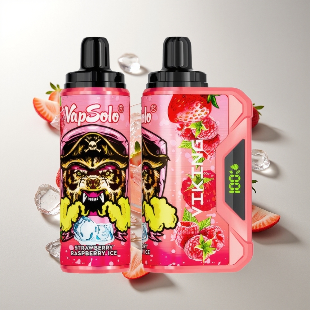 VapSolo VIKING 12000 Puffs Erdbeere Himbeere Eis Typ-C LED
