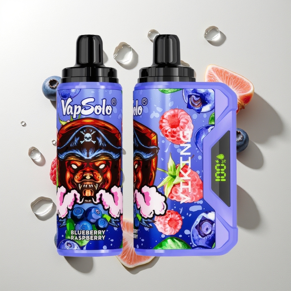 VapSolo VIKING 12000 Züge Blaubeere Himbeere 22ml Typ-C LED