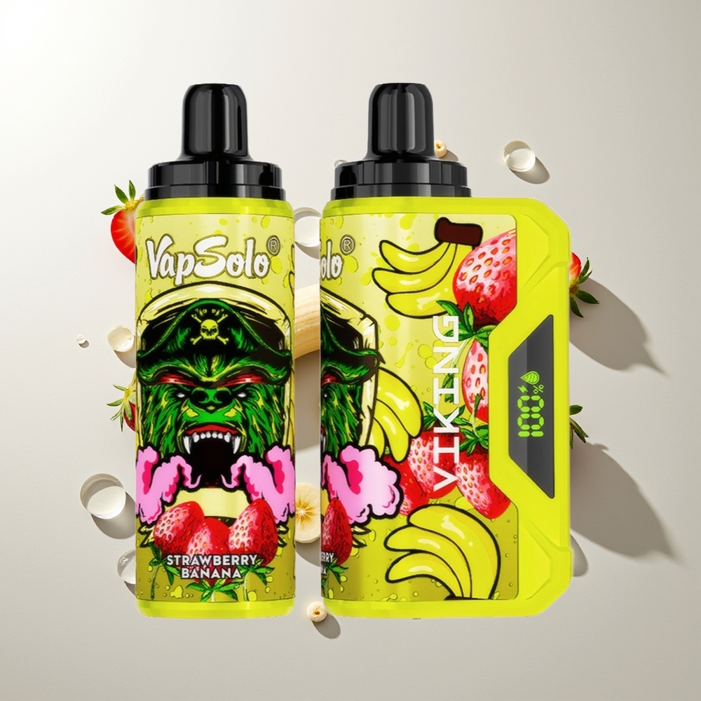 VapSolo VIKING 12000 Züge Erdbeer Banane 22ml Typ-C LED