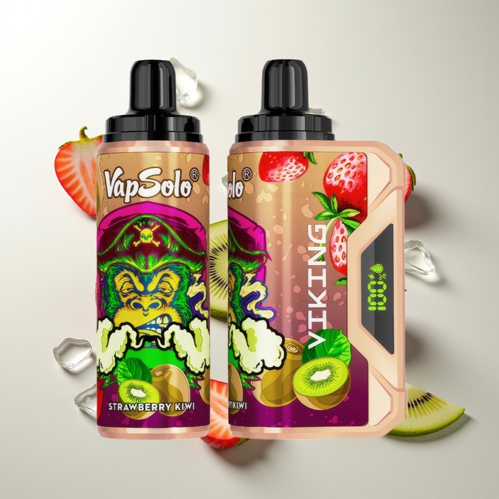 VapSolo VIKING 12000 Züge Erdbeer-Kiwi 22ml Typ-C LED