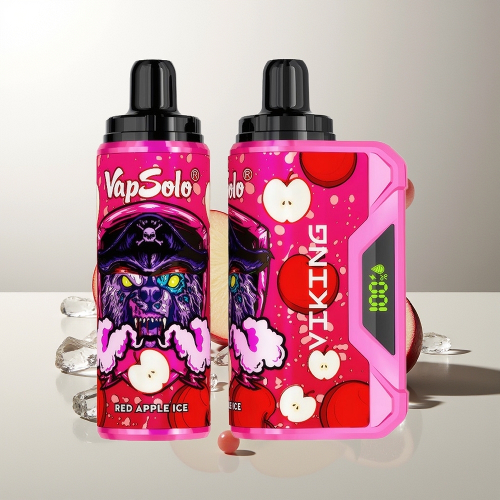 VapSolo VIKING 12000 Züge Roter Apfel Eis Typ-C LED 22ml