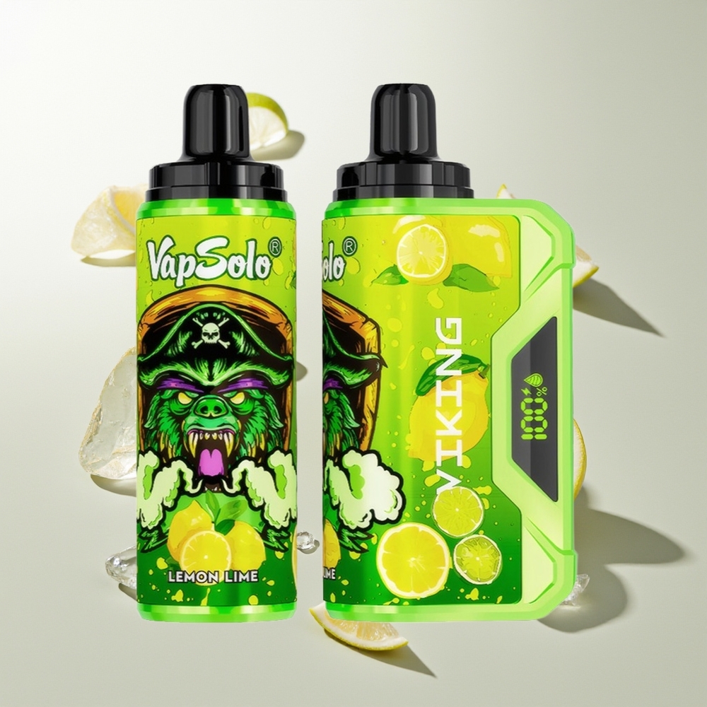 VapSolo VIKING 12000 Züge Zitrone Limette 22ml Typ-C LED